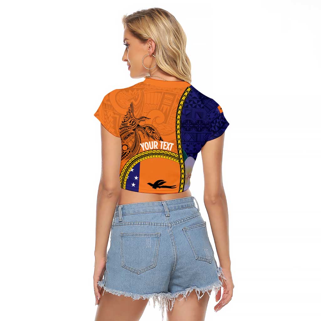 Personalised PNG Niu Ailan Raglan Cropped T Shirt Papua New Guinea Plumeria Melanesian Pattern LT14 - Polynesian Pride