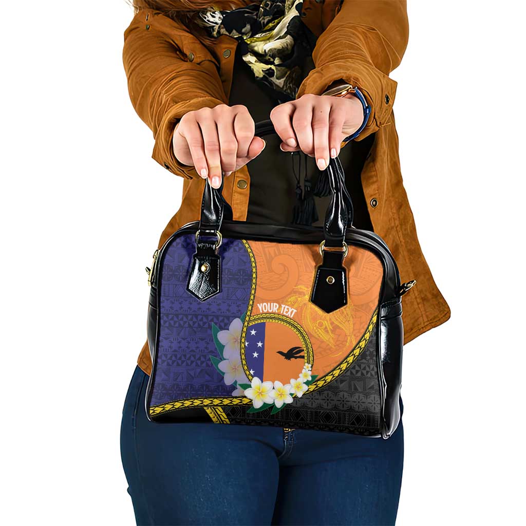 Personalised PNG Niu Ailan Shoulder Handbag Papua New Guinea Plumeria Melanesian Pattern - Polynesian Pride