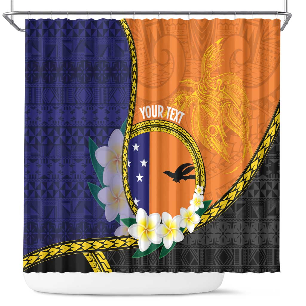 Personalised PNG Niu Ailan Shower Curtain Papua New Guinea Plumeria Melanesian Pattern LT14 Orange - Polynesian Pride