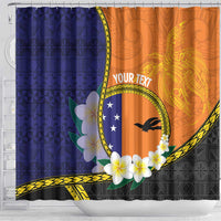 Personalised PNG Niu Ailan Shower Curtain Papua New Guinea Plumeria Melanesian Pattern LT14 - Polynesian Pride