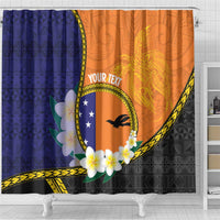 Personalised PNG Niu Ailan Shower Curtain Papua New Guinea Plumeria Melanesian Pattern LT14 - Polynesian Pride