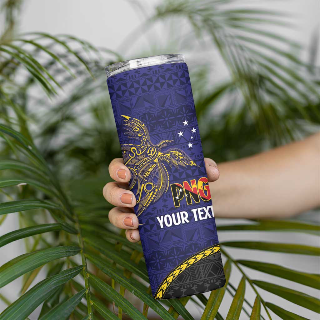 Personalised PNG Niu Ailan Skinny Tumbler Papua New Guinea Plumeria Melanesian Pattern LT14 - Polynesian Pride