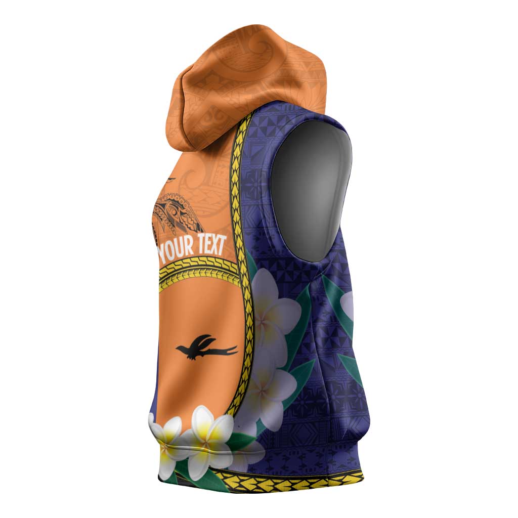 Personalised PNG Niu Ailan Sleeveless Hoodie Papua New Guinea Plumeria Melanesian Pattern LT14 - Polynesian Pride