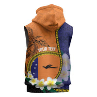 Personalised PNG Niu Ailan Sleeveless Zip Hoodie Papua New Guinea Plumeria Melanesian Pattern LT14 - Polynesian Pride