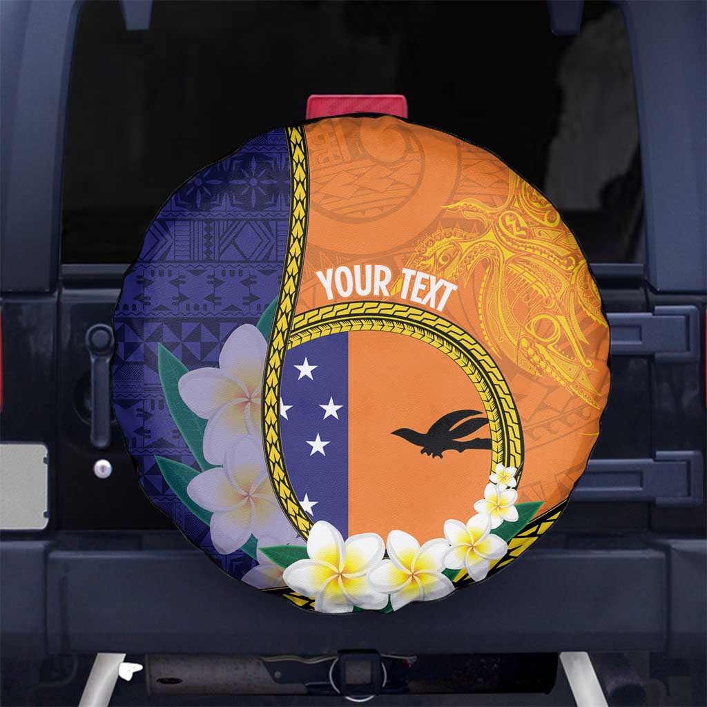 Personalised PNG Niu Ailan Spare Tire Cover Papua New Guinea Plumeria Melanesian Pattern LT14 No hole Orange - Polynesian Pride