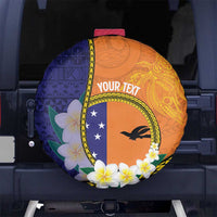 Personalised PNG Niu Ailan Spare Tire Cover Papua New Guinea Plumeria Melanesian Pattern LT14 No hole Orange - Polynesian Pride
