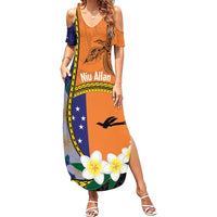 Personalised PNG Niu Ailan Summer Maxi Dress Papua New Guinea Plumeria Melanesian Pattern LT14 Women Orange - Polynesian Pride