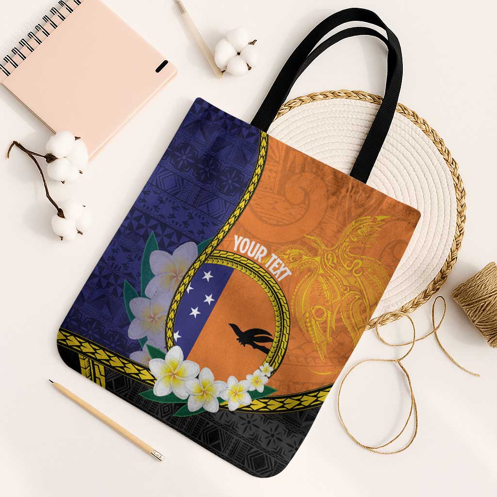 Personalised PNG Niu Ailan Tote Bag Papua New Guinea Plumeria Melanesian Pattern LT14 One Size Orange - Polynesian Pride