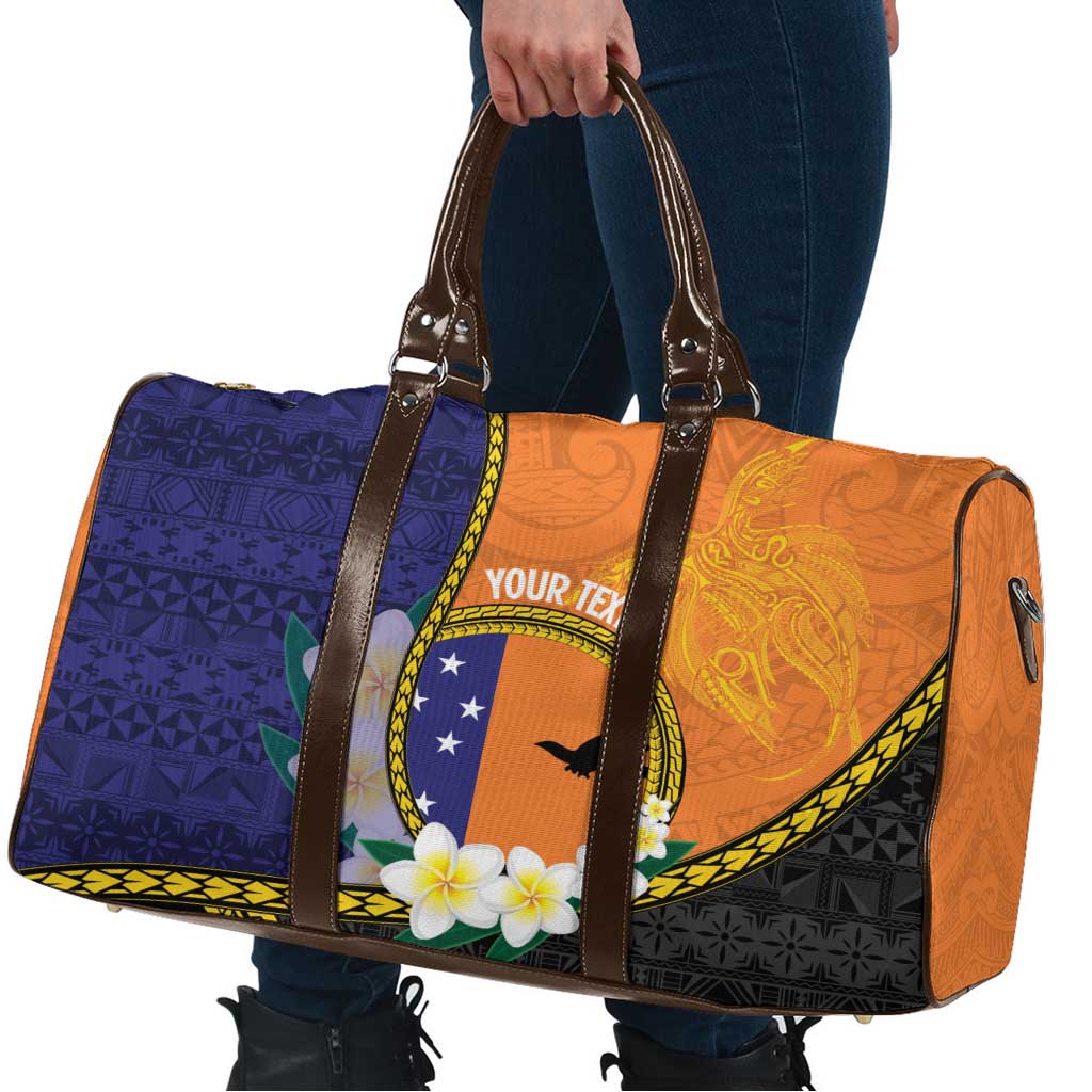 Personalised PNG Niu Ailan Travel Bag Papua New Guinea Plumeria Melanesian Pattern LT14 - Polynesian Pride