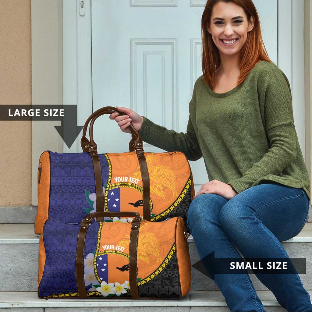Personalised PNG Niu Ailan Travel Bag Papua New Guinea Plumeria Melanesian Pattern LT14 - Polynesian Pride