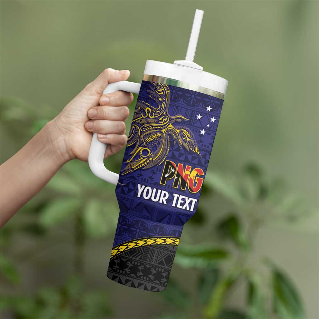 Personalised PNG Niu Ailan Tumbler With Handle Papua New Guinea Plumeria Melanesian Pattern LT14 - Polynesian Pride