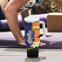 Personalised PNG Niu Ailan Tumbler With Handle Papua New Guinea Plumeria Melanesian Pattern LT14 - Polynesian Pride