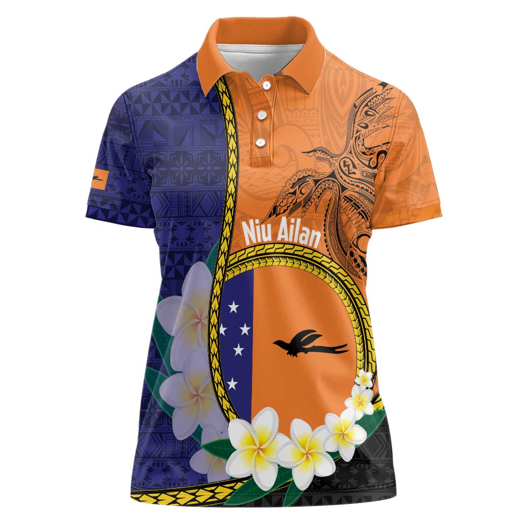 Personalised PNG Niu Ailan Women Polo Shirt Papua New Guinea Plumeria Melanesian Pattern - Polynesian Pride