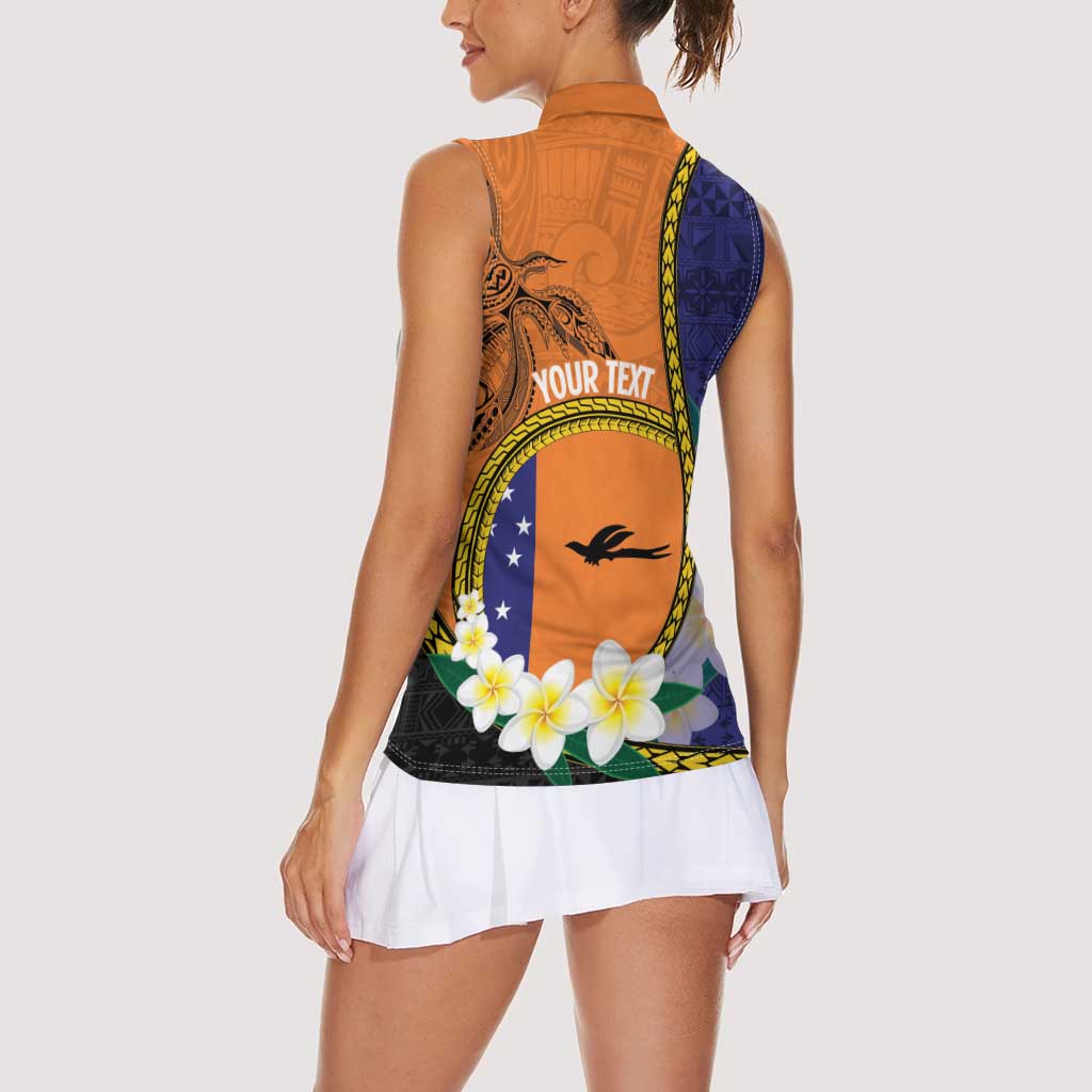 Personalised PNG Niu Ailan Women Sleeveless Polo Shirt Papua New Guinea Plumeria Melanesian Pattern LT14 - Polynesian Pride