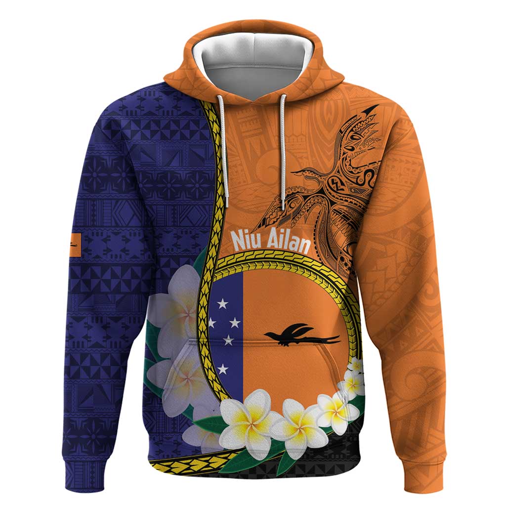 Personalised PNG Niu Ailan Zip Hoodie Papua New Guinea Plumeria Melanesian Pattern LT14 Pullover Hoodie Orange - Polynesian Pride