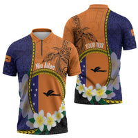 Personalised PNG Niu Ailan Zipper Polo Shirt Papua New Guinea Plumeria Melanesian Pattern LT14 - Polynesian Pride