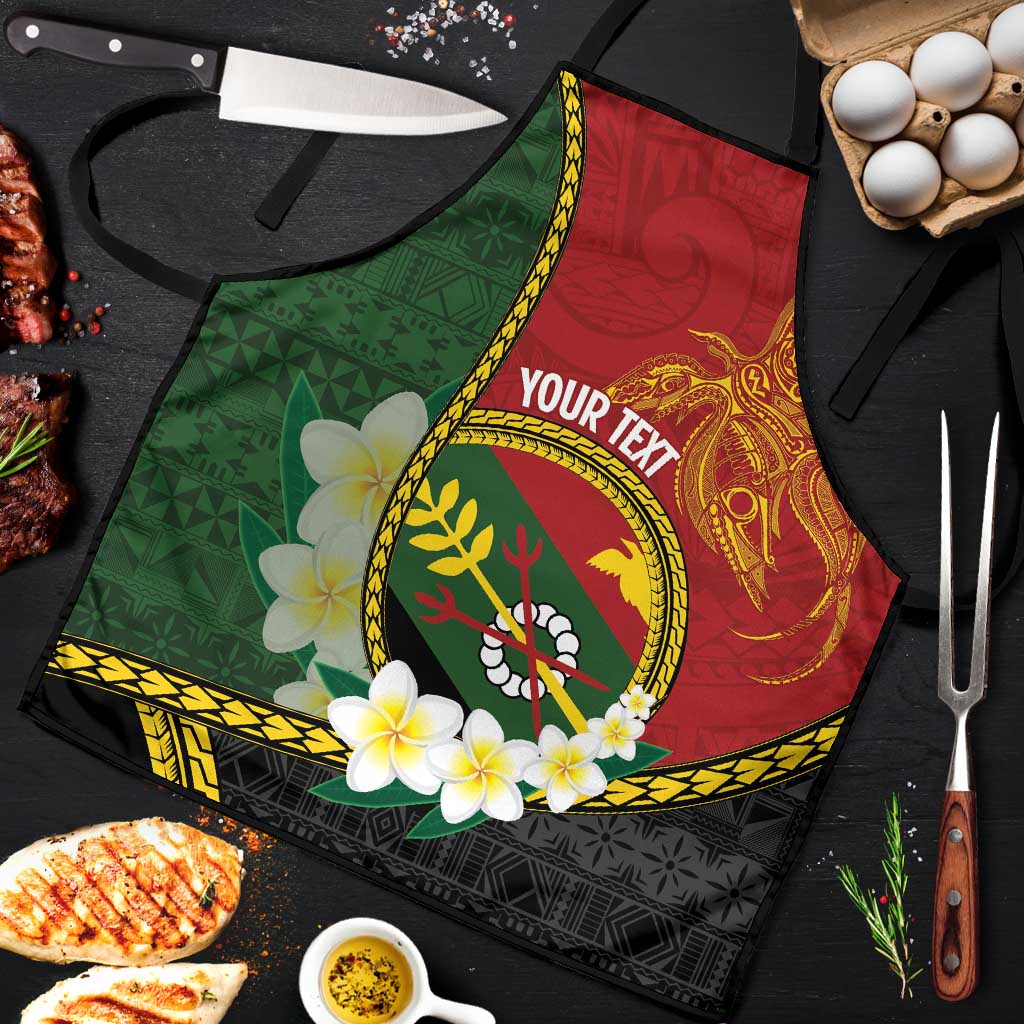 Personalised PNG Simbu Provins Apron Papua New Guinea Plumeria Melanesian Pattern - Polynesian Pride