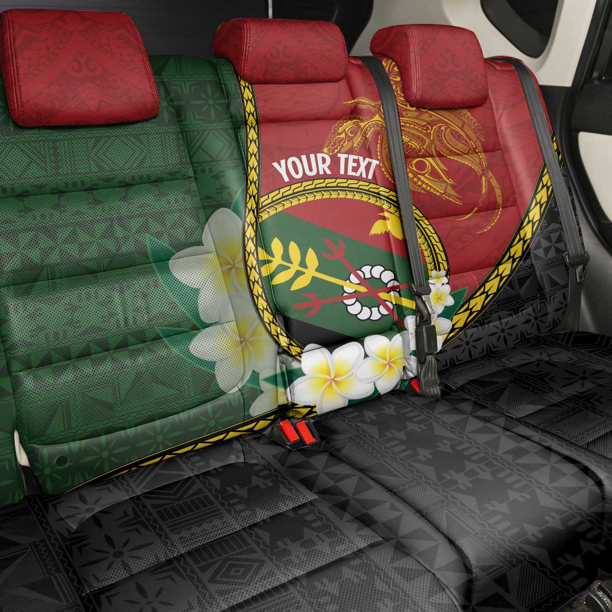 Personalised PNG Simbu Provins Back Car Seat Cover Papua New Guinea Plumeria Melanesian Pattern LT14 - Polynesian Pride