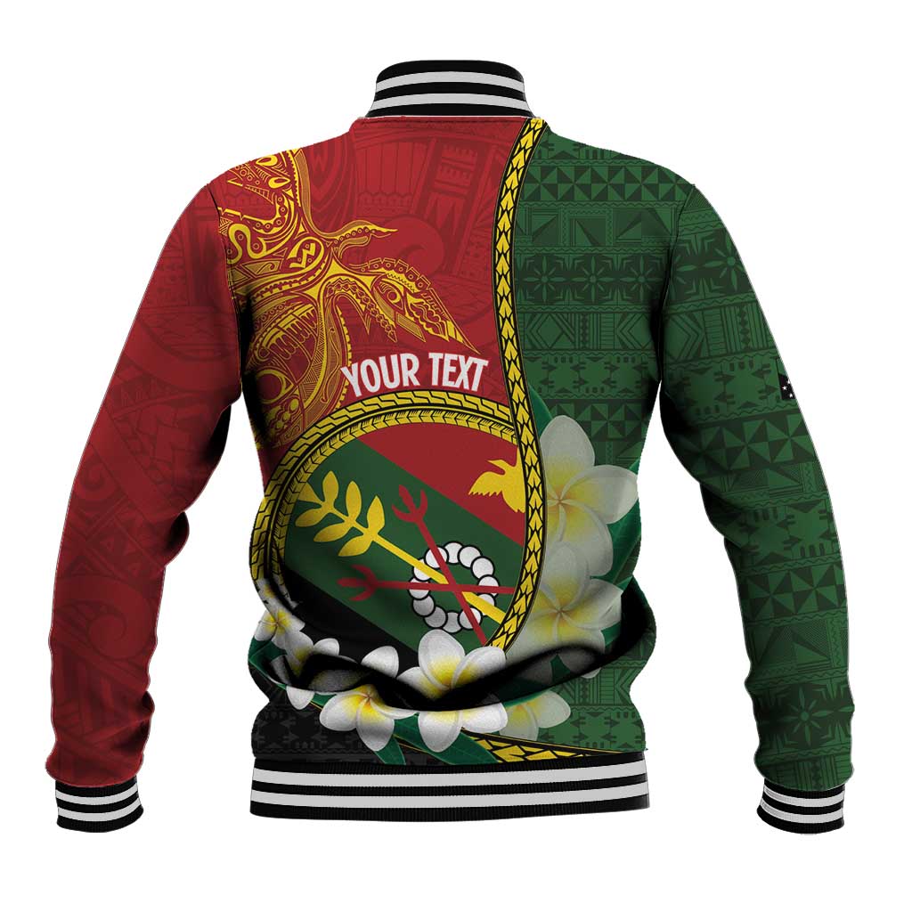 Personalised PNG Simbu Provins Baseball Jacket Papua New Guinea Plumeria Melanesian Pattern LT14 - Polynesian Pride