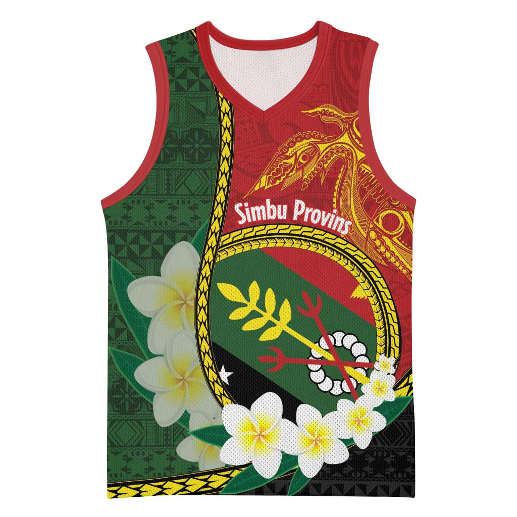 Personalised PNG Simbu Provins Basketball Jersey Papua New Guinea Plumeria Melanesian Pattern LT14 Unisex Green - Polynesian Pride