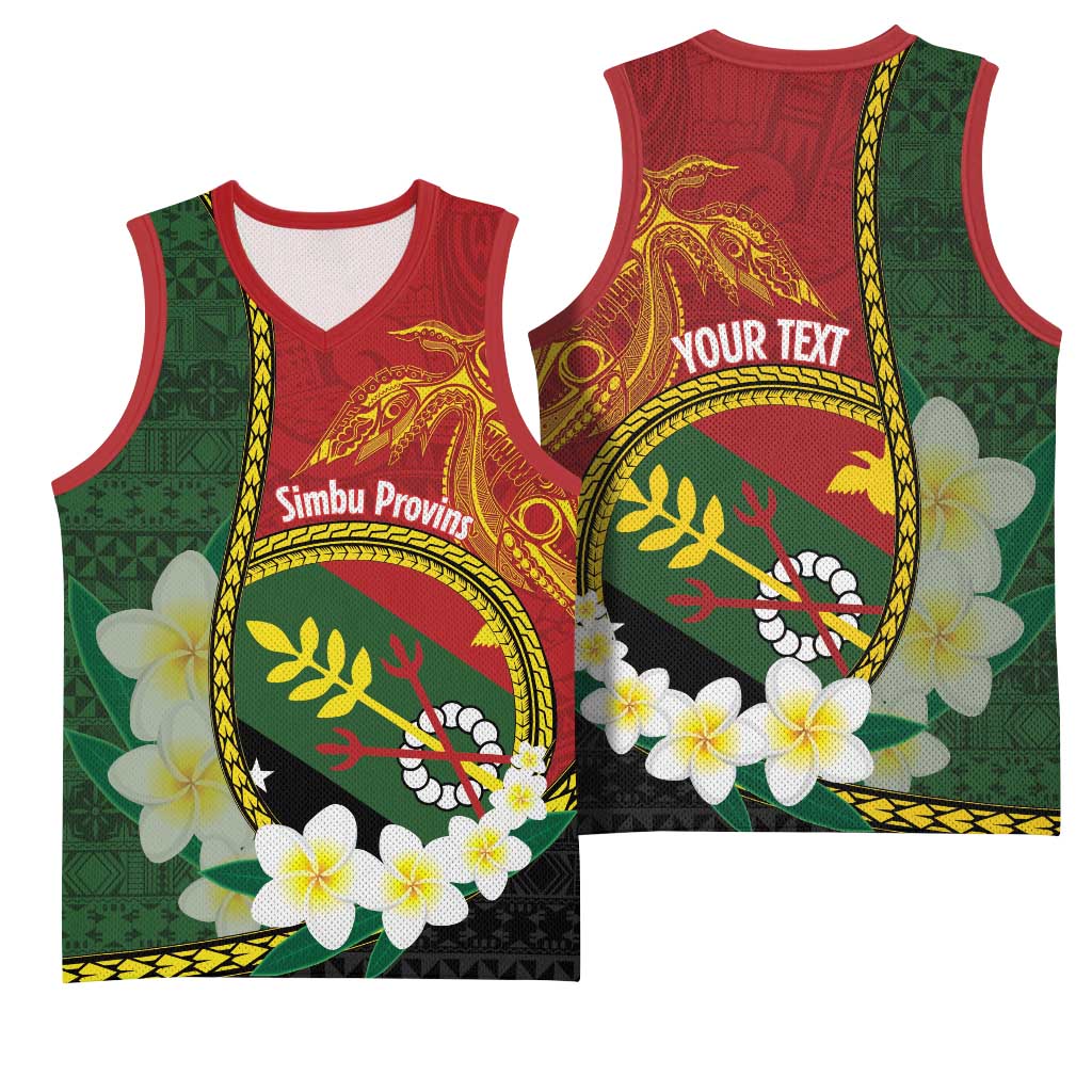 Personalised PNG Simbu Provins Basketball Jersey Papua New Guinea Plumeria Melanesian Pattern LT14 - Polynesian Pride