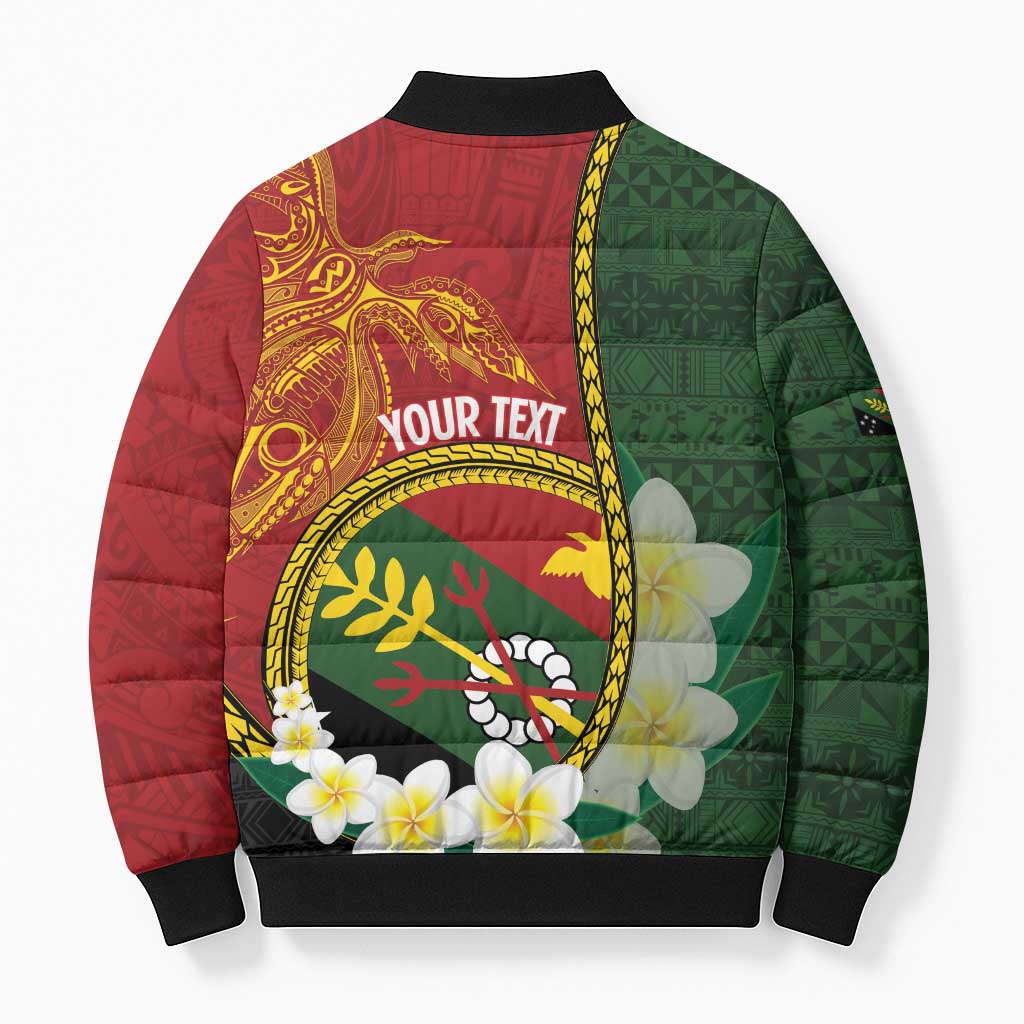 Personalised PNG Simbu Provins Bomber Puffer Jacket Papua New Guinea Plumeria Melanesian Pattern LT14 - Polynesian Pride