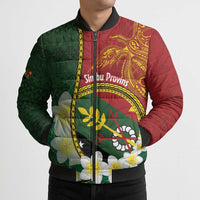 Personalised PNG Simbu Provins Bomber Puffer Jacket Papua New Guinea Plumeria Melanesian Pattern LT14 - Polynesian Pride