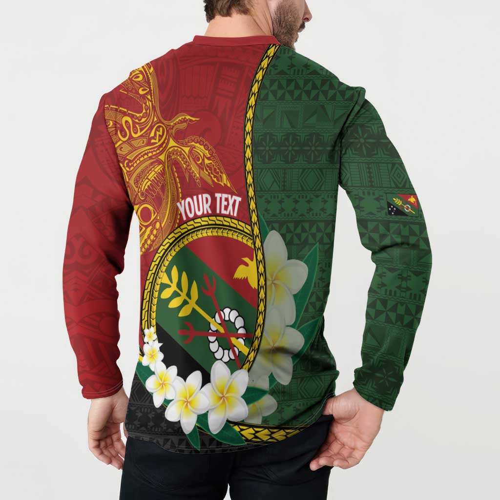 Personalised PNG Simbu Provins Button Sweatshirt Papua New Guinea Plumeria Melanesian Pattern - Polynesian Pride