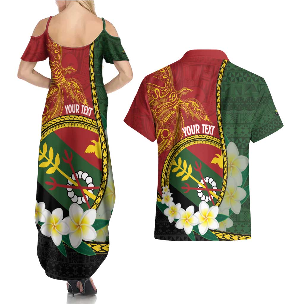 Personalised PNG Simbu Provins Couples Matching Summer Maxi Dress and Hawaiian Shirt Papua New Guinea Plumeria Melanesian Pattern LT14 - Polynesian Pride