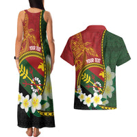 Personalised PNG Simbu Provins Couples Matching Tank Maxi Dress and Hawaiian Shirt Papua New Guinea Plumeria Melanesian Pattern LT14 - Polynesian Pride