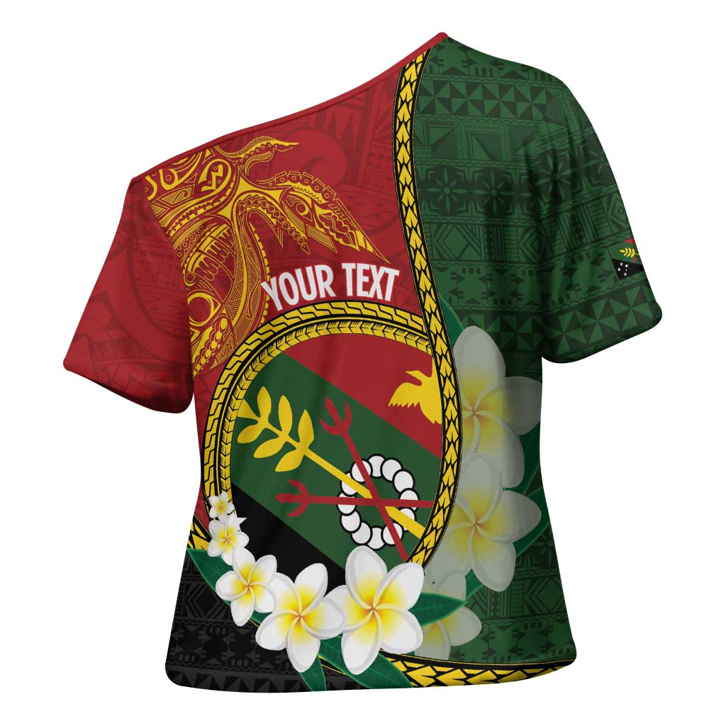 Personalised PNG Simbu Provins Cross Shoulder Shirt Papua New Guinea Plumeria Melanesian Pattern LT14 - Polynesian Pride