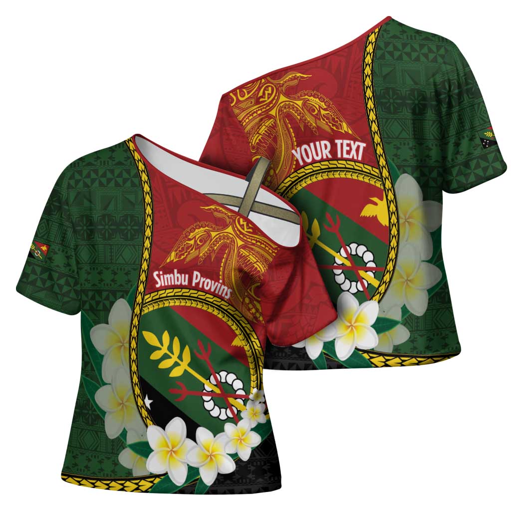 Personalised PNG Simbu Provins Cross Shoulder Shirt Papua New Guinea Plumeria Melanesian Pattern LT14 - Polynesian Pride