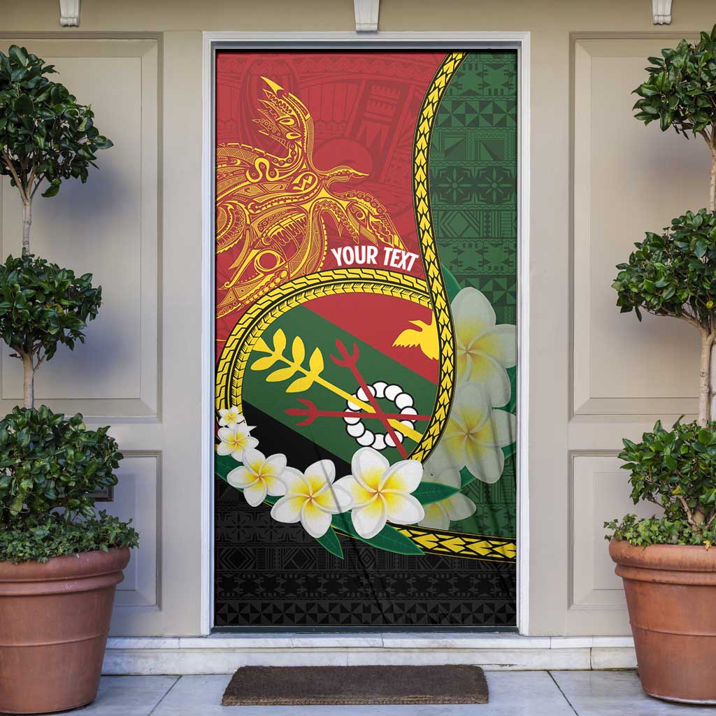 Personalised PNG Simbu Provins Door Cover Papua New Guinea Plumeria Melanesian Pattern LT14 Green - Polynesian Pride