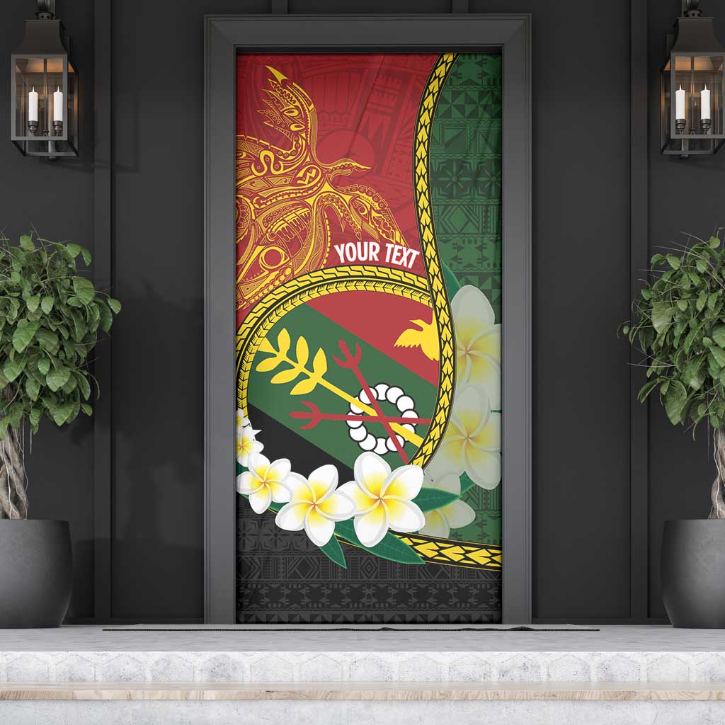 Personalised PNG Simbu Provins Door Cover Papua New Guinea Plumeria Melanesian Pattern LT14 - Polynesian Pride