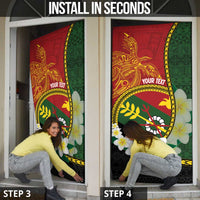 Personalised PNG Simbu Provins Door Cover Papua New Guinea Plumeria Melanesian Pattern LT14 - Polynesian Pride