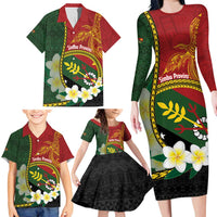 Personalised PNG Simbu Provins Family Matching Long Sleeve Bodycon Dress and Hawaiian Shirt Papua New Guinea Plumeria Melanesian Pattern LT14 - Polynesian Pride