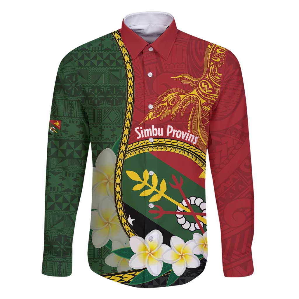 Personalised PNG Simbu Provins Family Matching Off Shoulder Maxi Dress and Hawaiian Shirt Papua New Guinea Plumeria Melanesian Pattern LT14 Dad's Shirt - Long Sleeve Green - Polynesian Pride