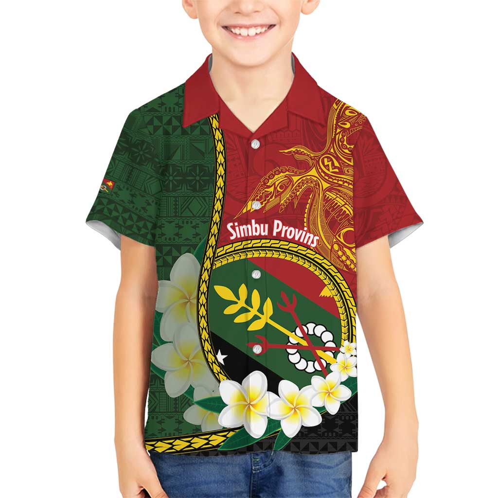 Personalised PNG Simbu Provins Family Matching Puletasi and Hawaiian Shirt Papua New Guinea Plumeria Melanesian Pattern LT14 Son's Shirt Green - Polynesian Pride