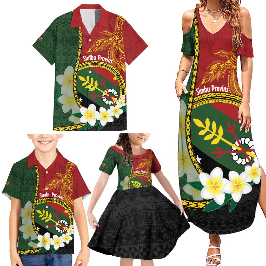 Personalised PNG Simbu Provins Family Matching Summer Maxi Dress and Hawaiian Shirt Papua New Guinea Plumeria Melanesian Pattern LT14 - Polynesian Pride