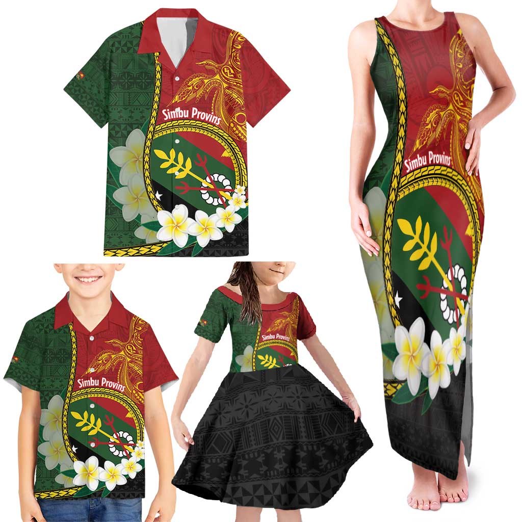 Personalised PNG Simbu Provins Family Matching Tank Maxi Dress and Hawaiian Shirt Papua New Guinea Plumeria Melanesian Pattern LT14 - Polynesian Pride