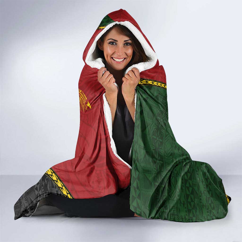 Personalised PNG Simbu Provins Hooded Blanket Papua New Guinea Plumeria Melanesian Pattern - Polynesian Pride