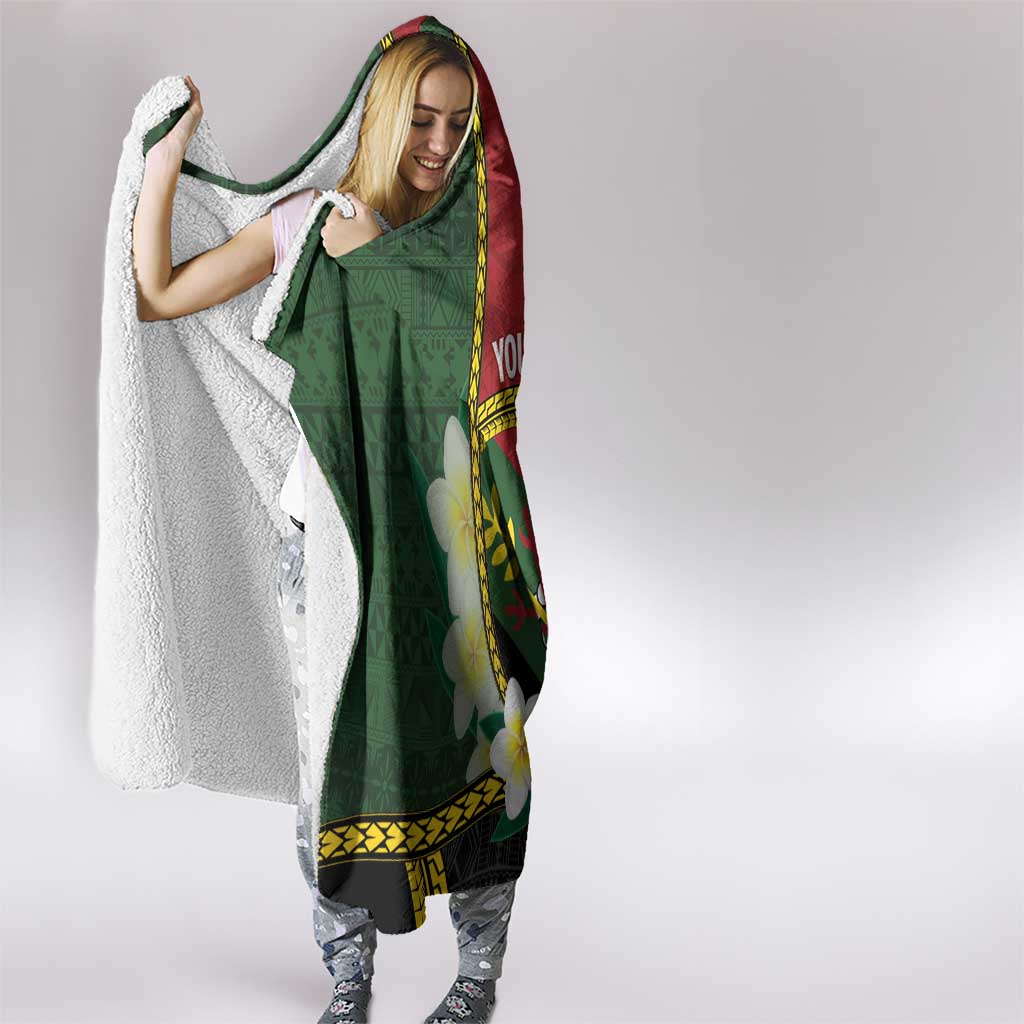 Personalised PNG Simbu Provins Hooded Blanket Papua New Guinea Plumeria Melanesian Pattern - Polynesian Pride