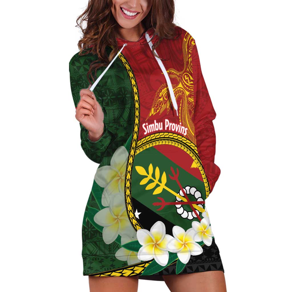Personalised PNG Simbu Provins Hoodie Dress Papua New Guinea Plumeria Melanesian Pattern LT14 Green - Polynesian Pride