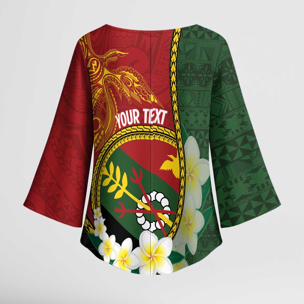 Personalised PNG Simbu Provins Kimono Sleeve Blouse Papua New Guinea Plumeria Melanesian Pattern LT14 - Polynesian Pride