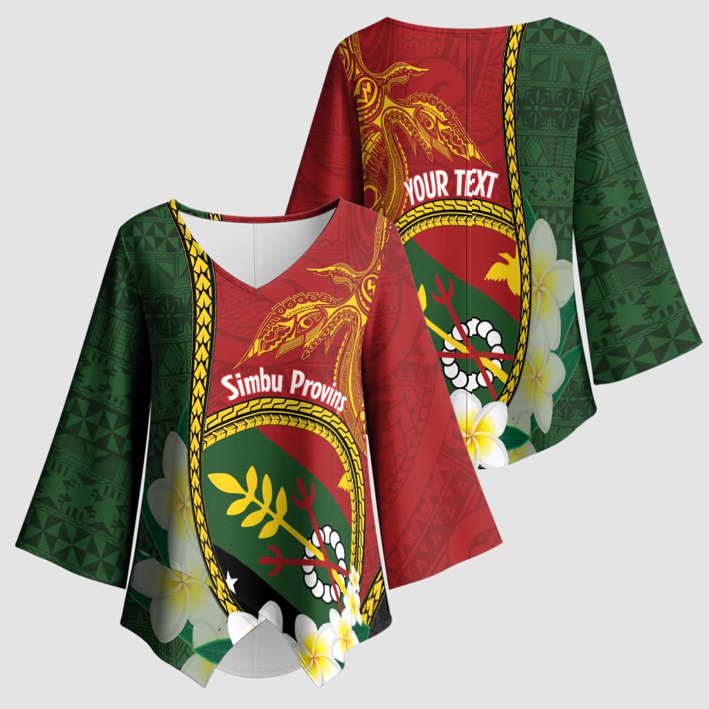 Personalised PNG Simbu Provins Kimono Sleeve Blouse Papua New Guinea Plumeria Melanesian Pattern LT14 - Polynesian Pride