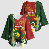 Personalised PNG Simbu Provins Kimono Sleeve Blouse Papua New Guinea Plumeria Melanesian Pattern LT14 - Polynesian Pride