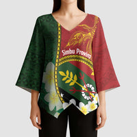 Personalised PNG Simbu Provins Kimono Sleeve Blouse Papua New Guinea Plumeria Melanesian Pattern LT14 - Polynesian Pride