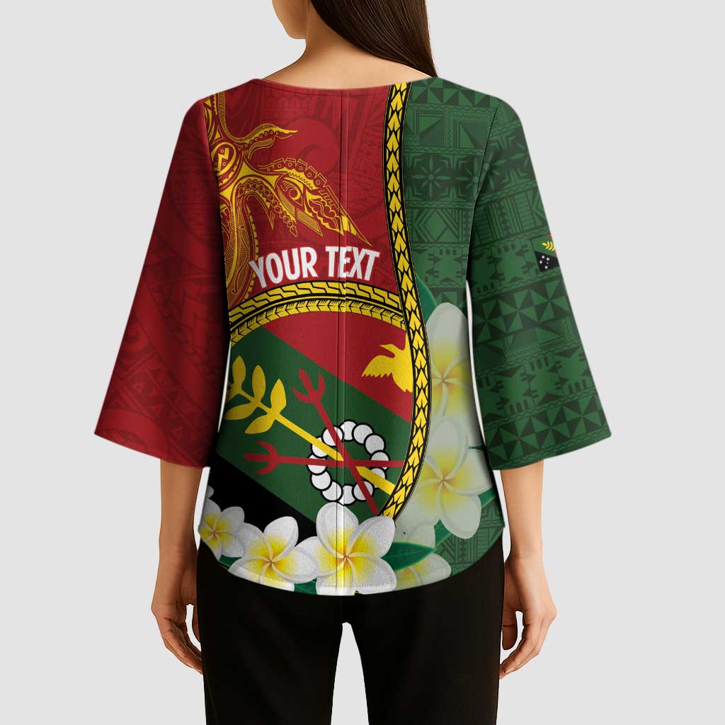 Personalised PNG Simbu Provins Kimono Sleeve Blouse Papua New Guinea Plumeria Melanesian Pattern LT14 - Polynesian Pride