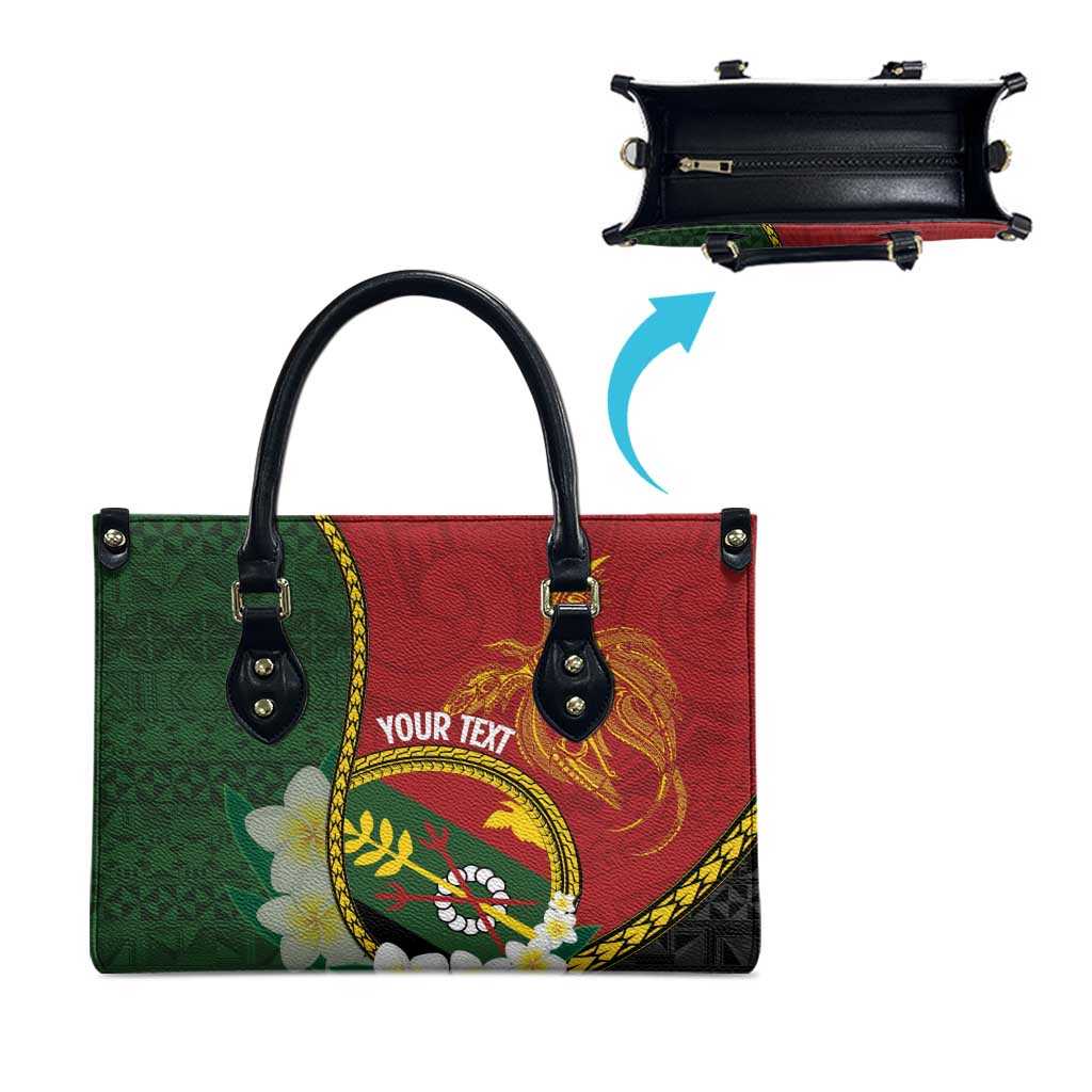 Personalised PNG Simbu Provins Leather Bag Papua New Guinea Plumeria Melanesian Pattern - Polynesian Pride