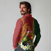 Personalised PNG Simbu Provins Long Sleeve Polo Shirt Papua New Guinea Plumeria Melanesian Pattern LT14 - Polynesian Pride